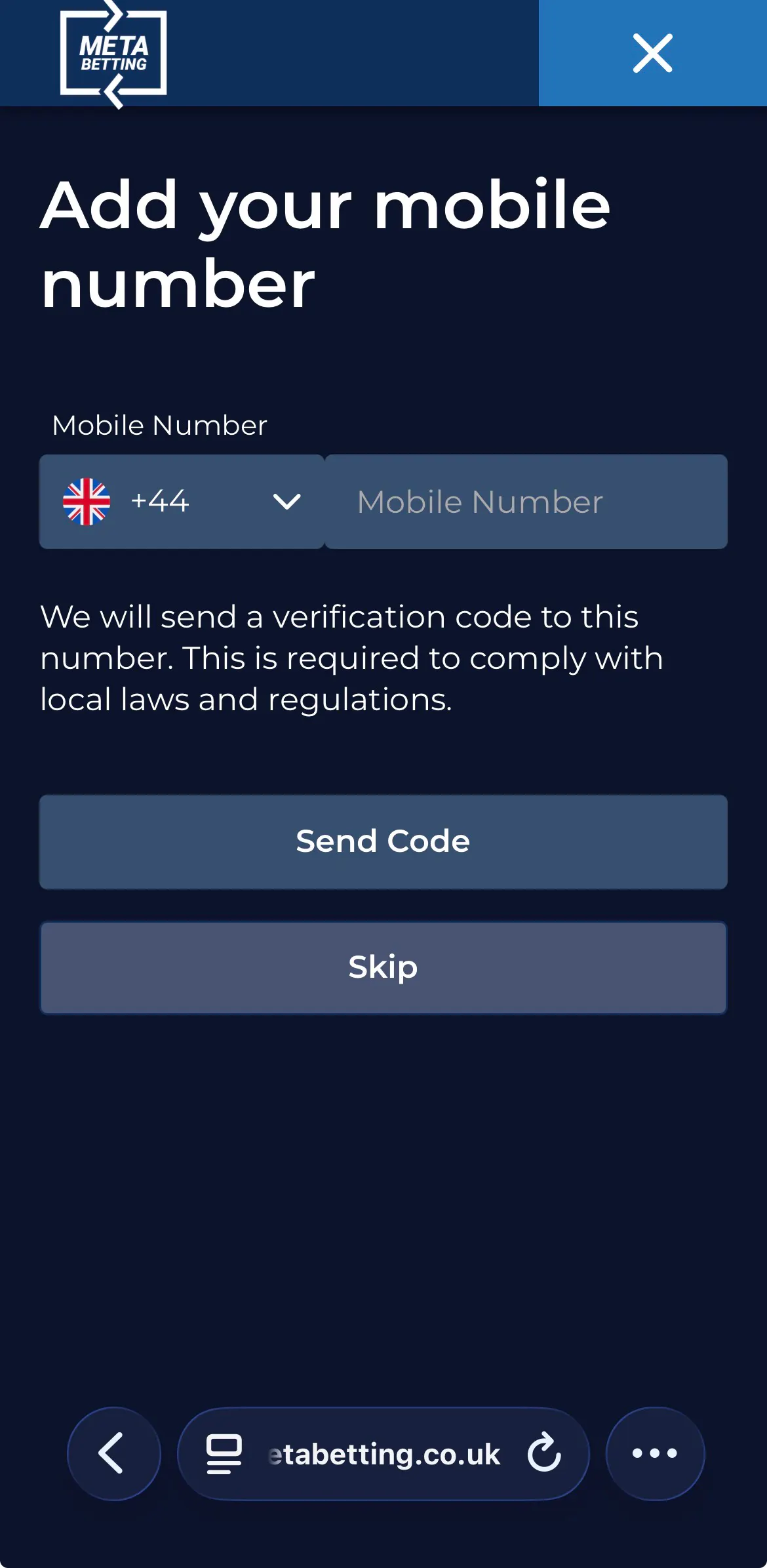 Meta Betting Mobile Number