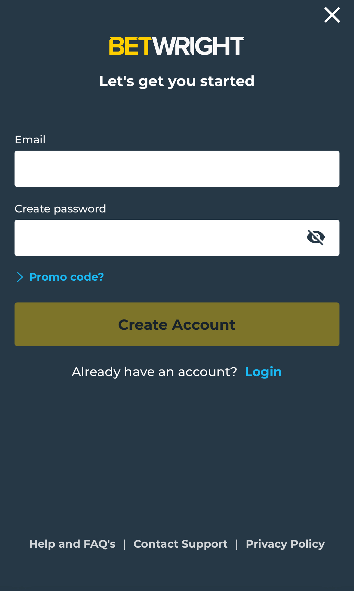 BetWright Sign Up
