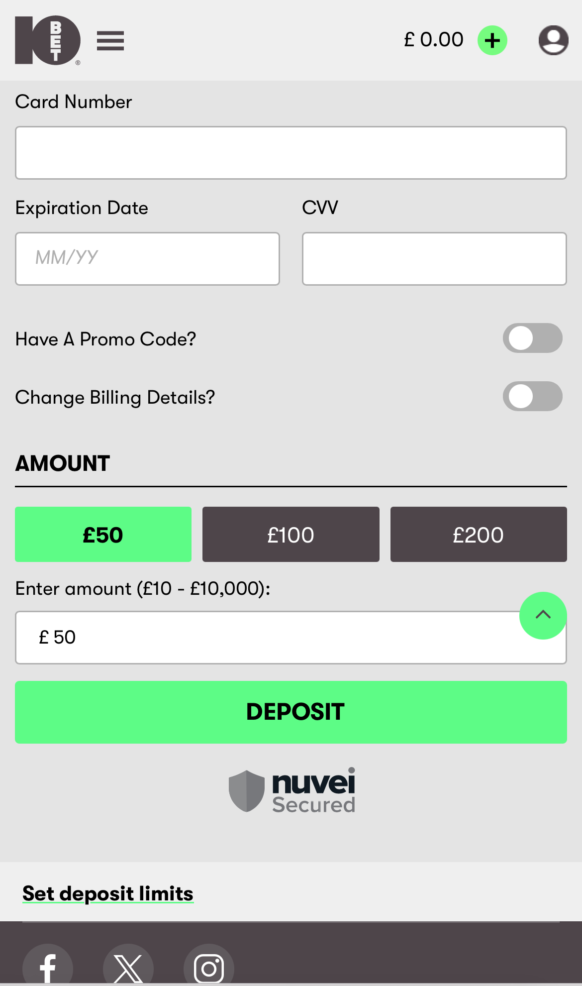 10bet Deposit