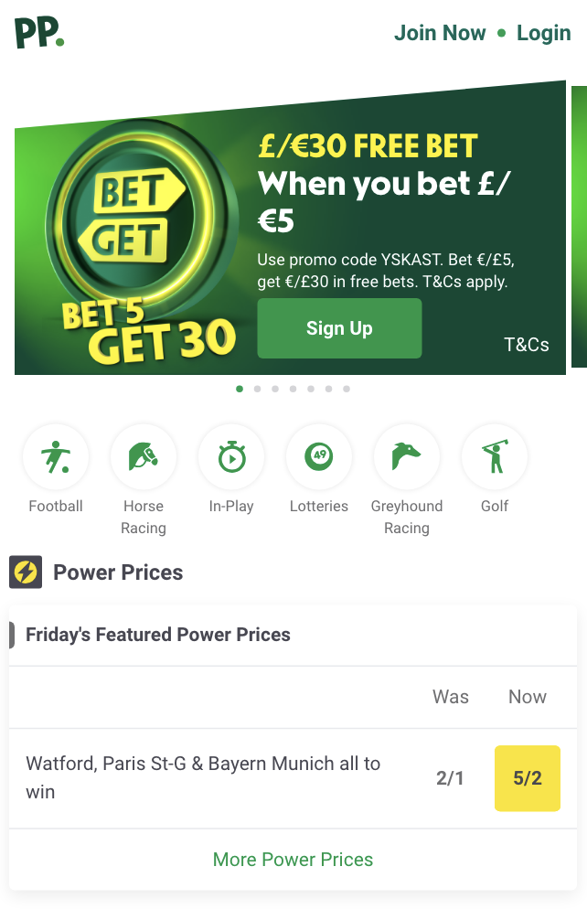 Paddy Power Sign Up 1