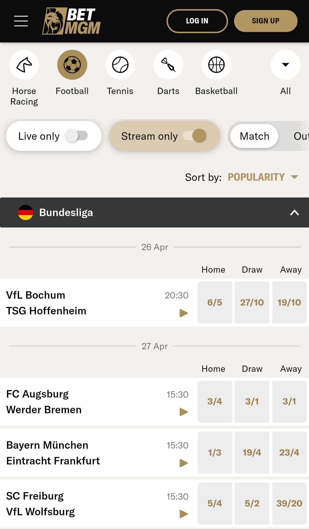 BetMGM Football Streaming