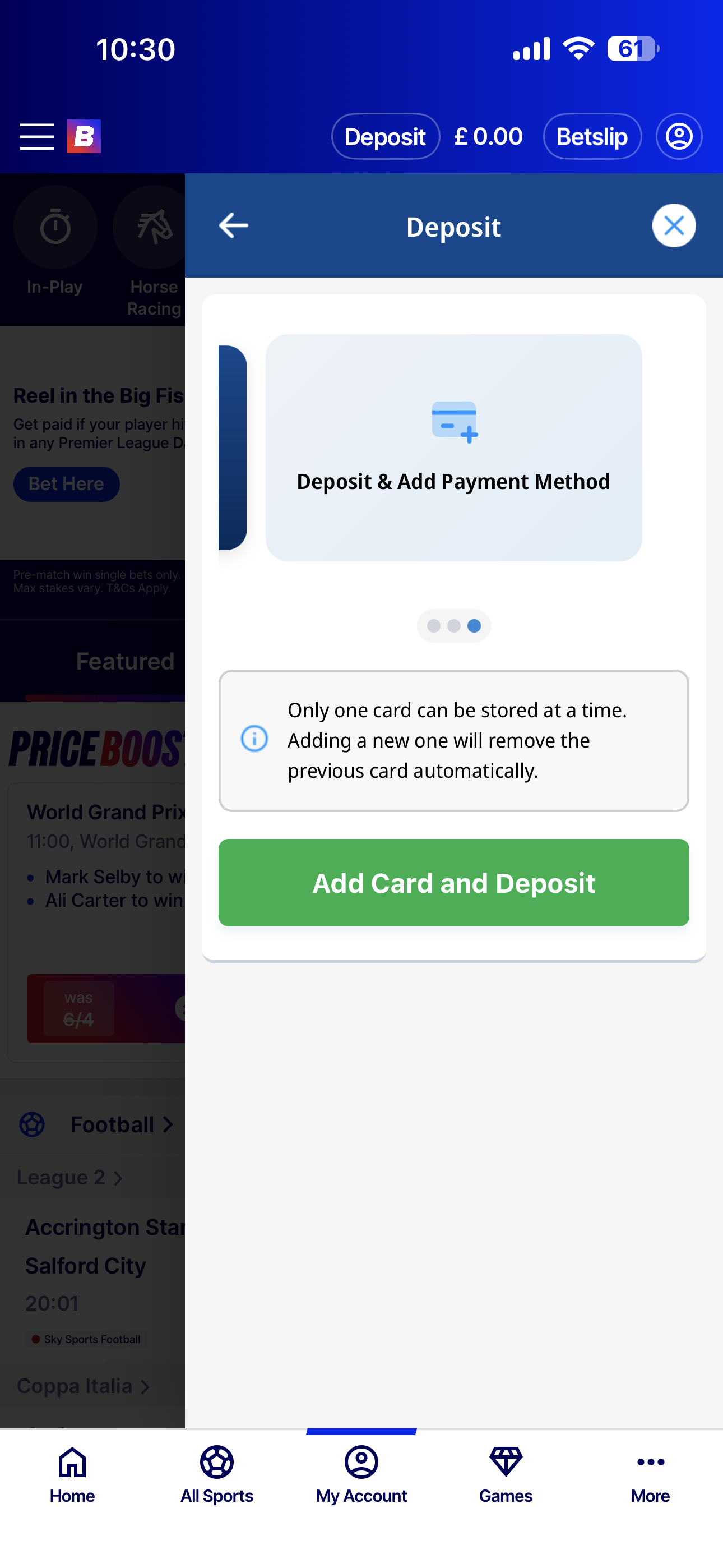 Betfred Deposit 1 