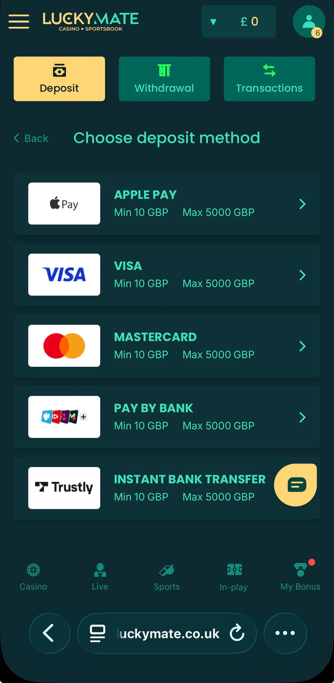 luckymate deposit 3
