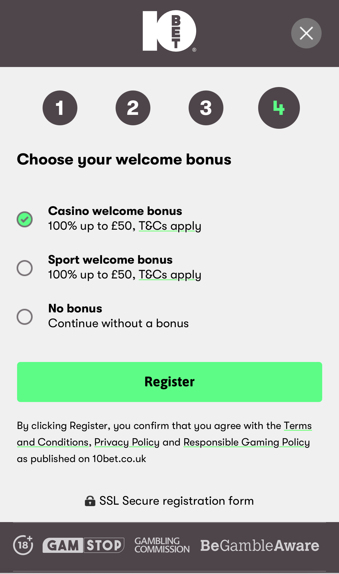 10bet Sign Up 2