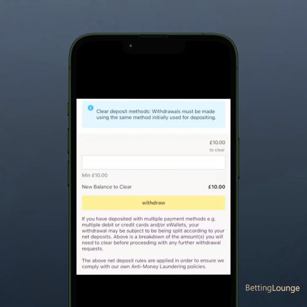 fitzdares withdrawal issue with apple pay