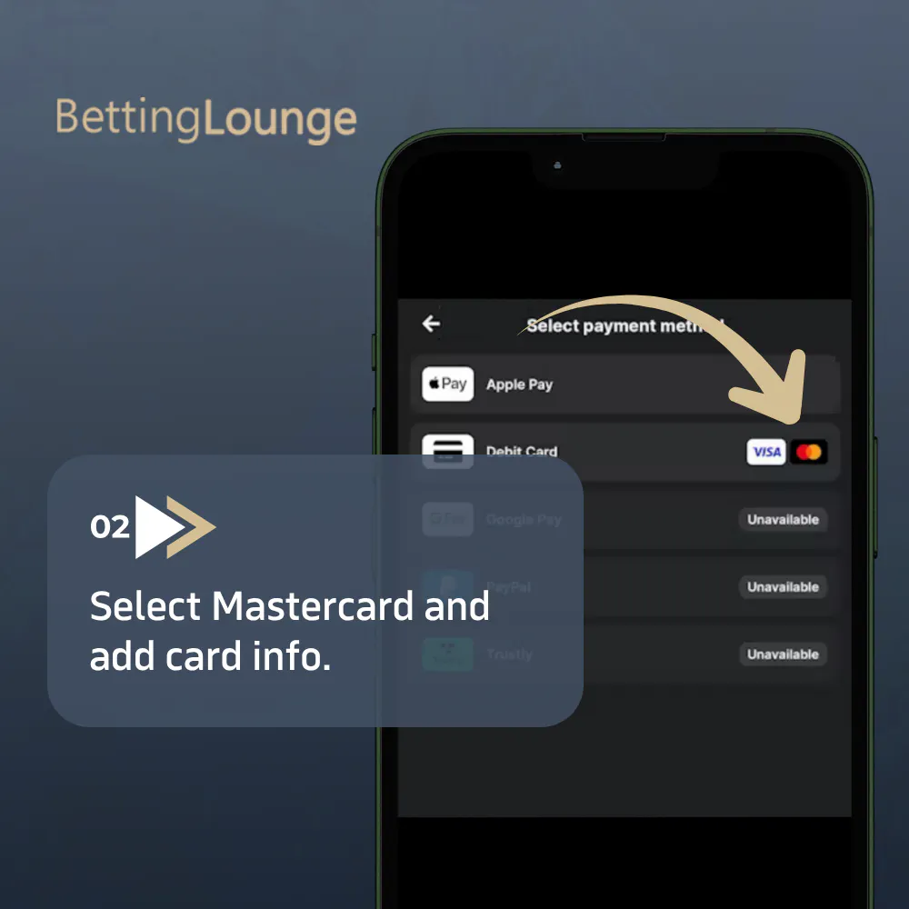 Step 2: select Mastercard and add card info