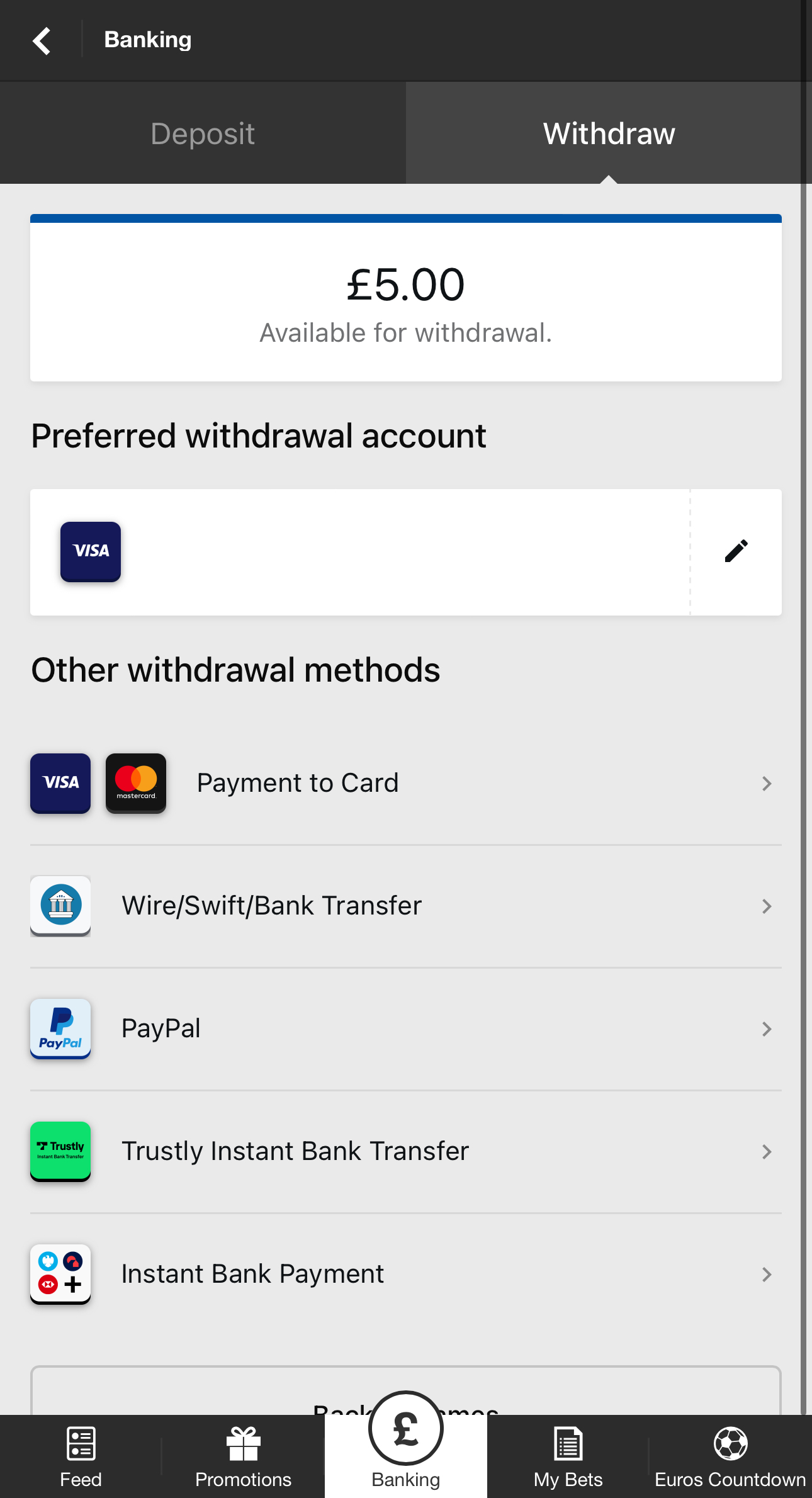 Betway Withdrawal 1