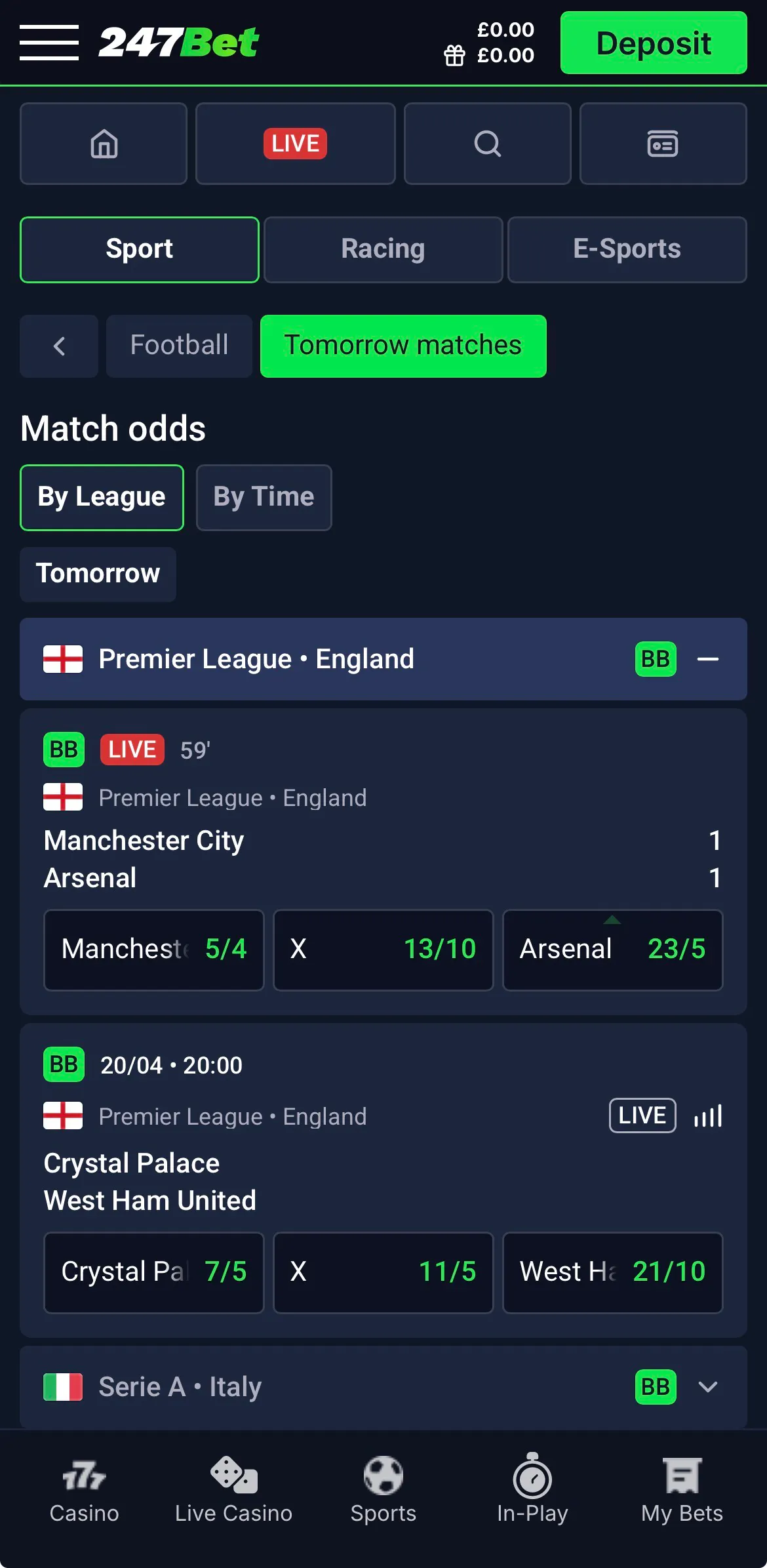 247bet app sportsbook view