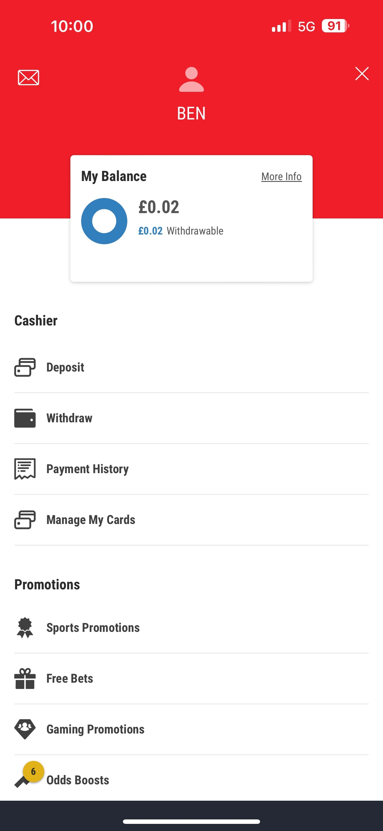 Ladbrokes deposit/withdrawal 1