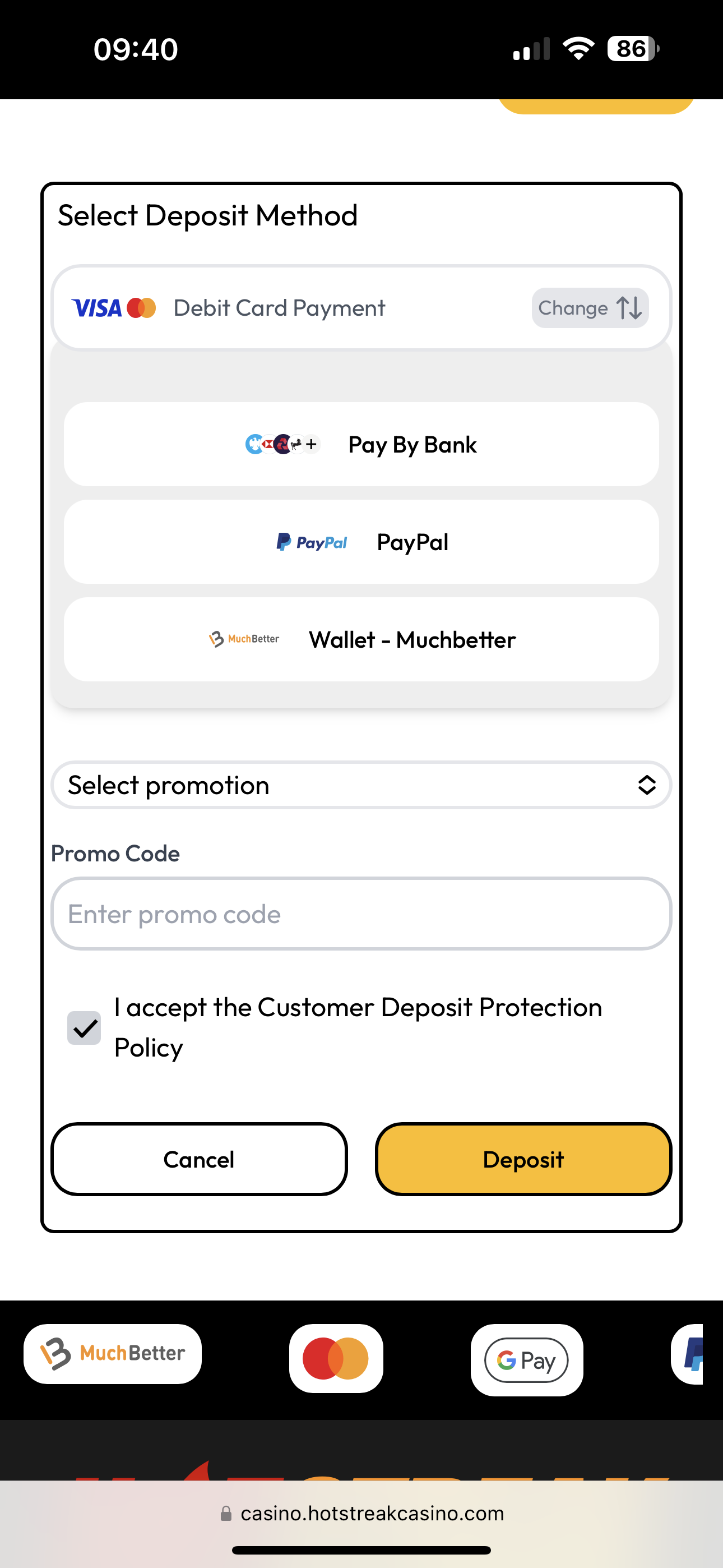 Hotstreak Deposit 1