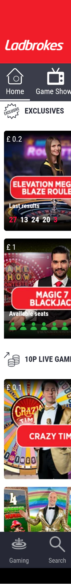 Ladbrokes live casino app