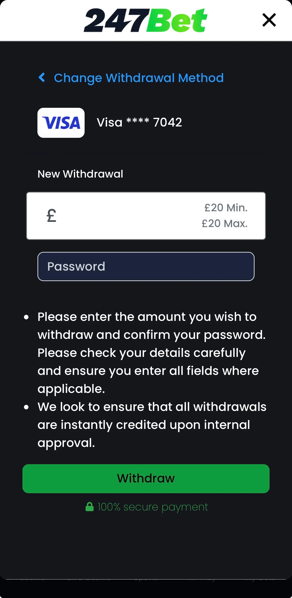 247bet app withdrawal amount