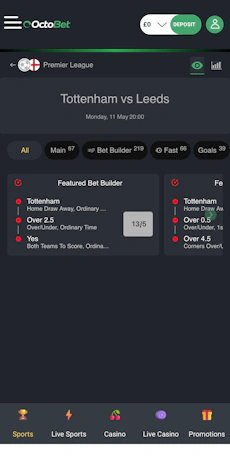 Octobet App Sportsbook Event Error