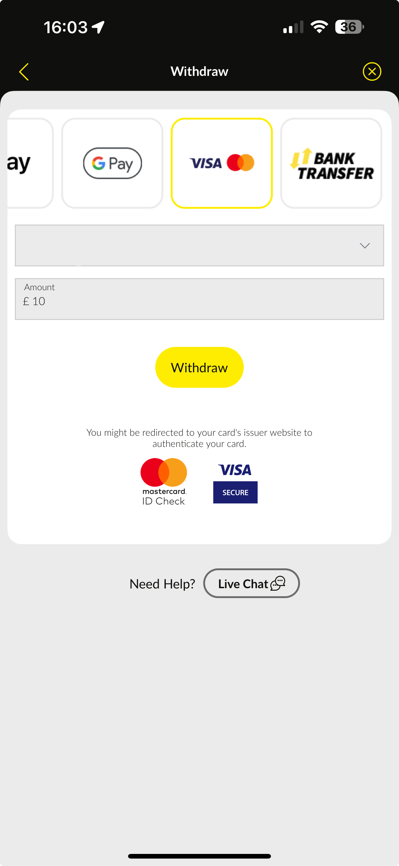 TalkSport Bet Withdraw 2