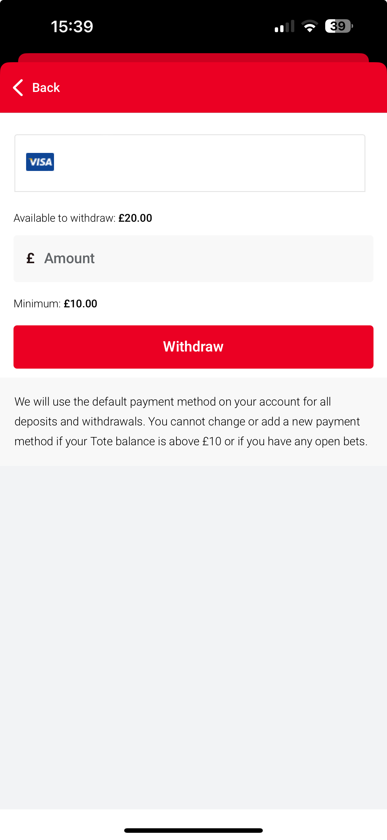Tote Withdrawal 