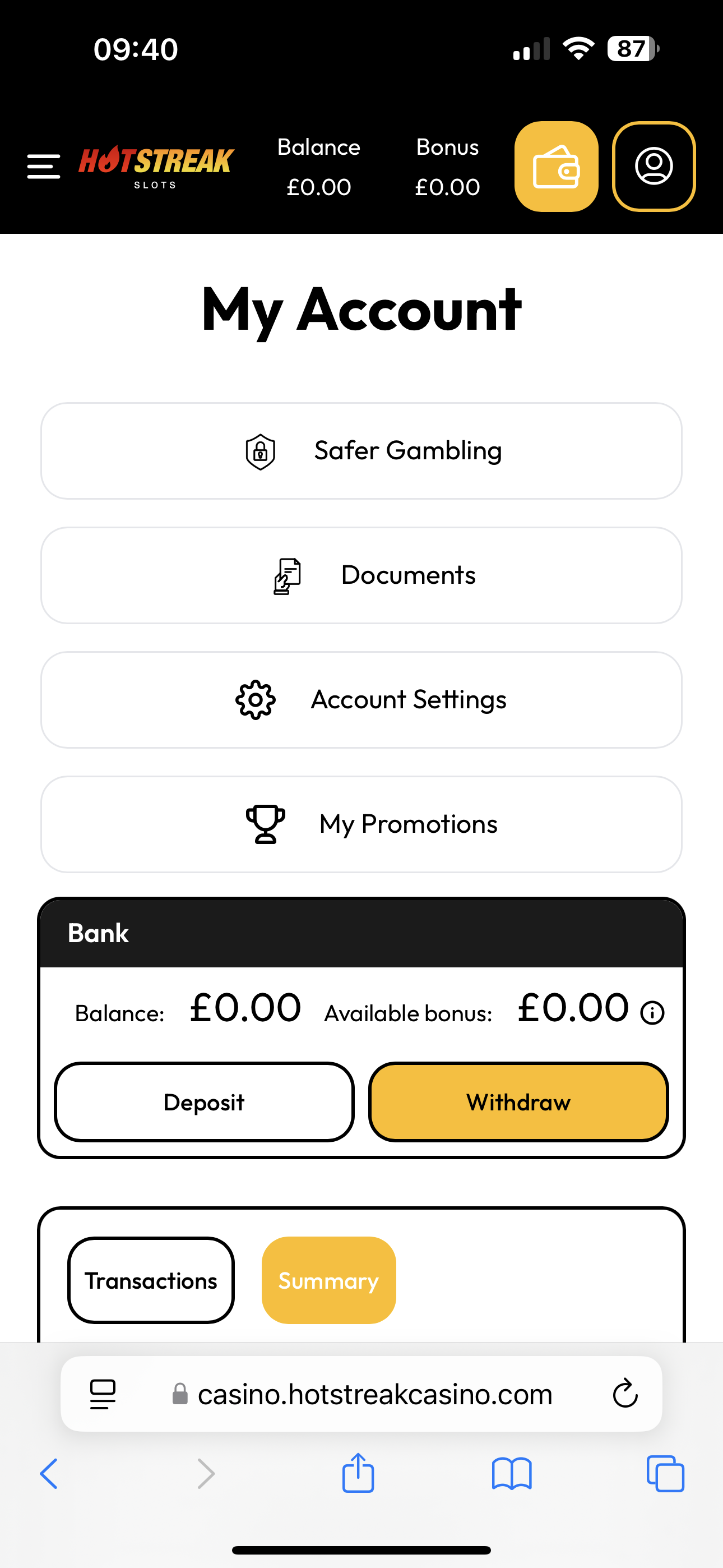 Hotstreak Menu
