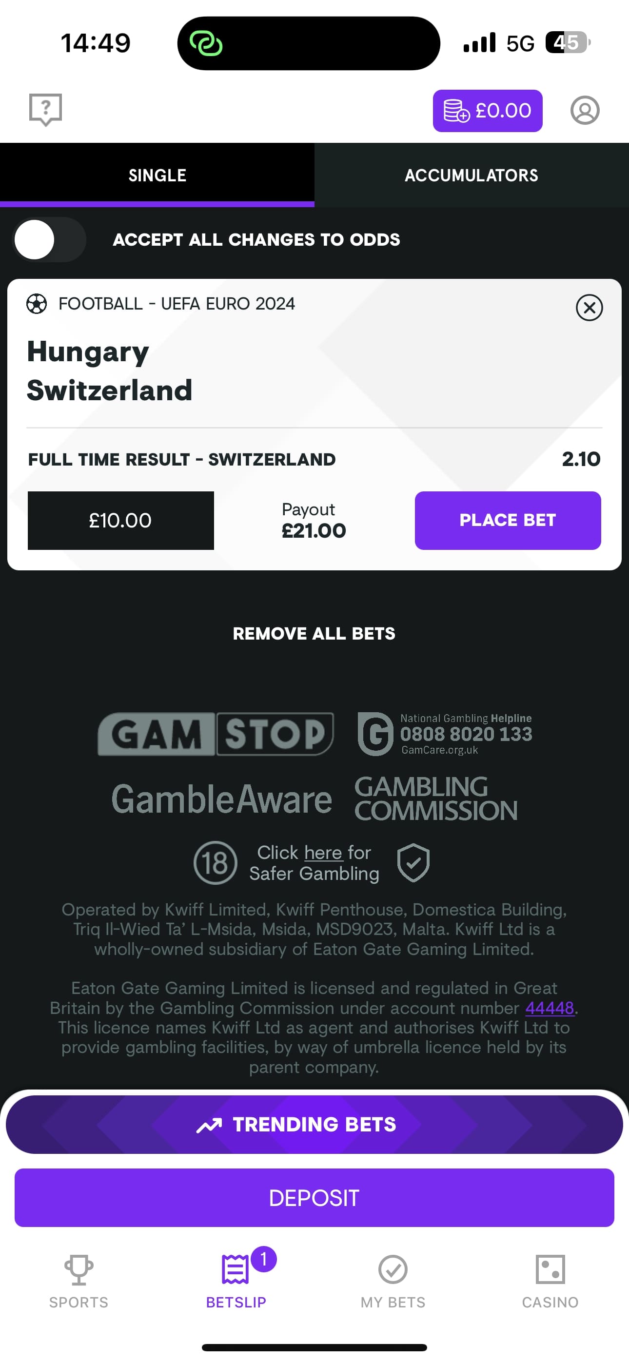 Kwiff signup 5