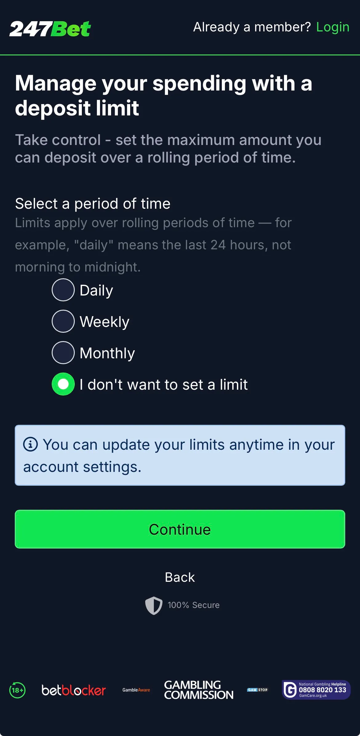247bet app deposit limit