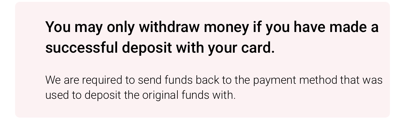 Tote Withdrawal warning