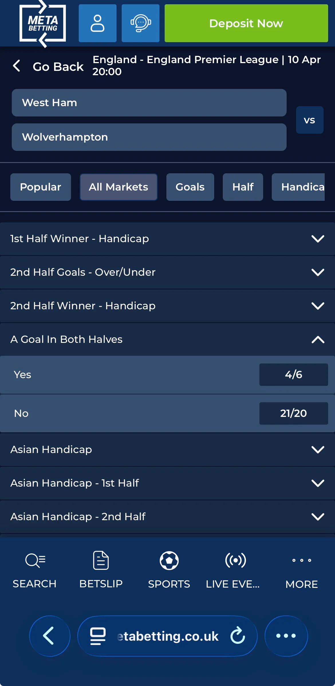 Meta Betting Football
