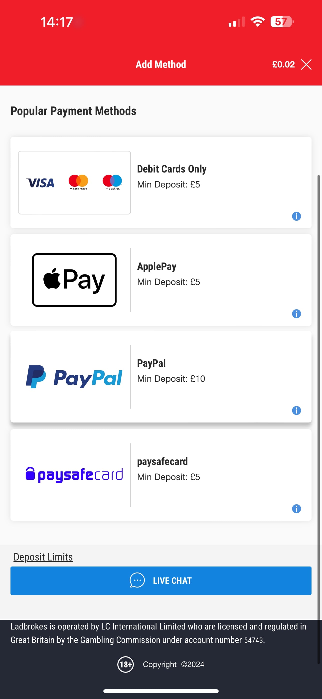 Ladbrokes deposit 2