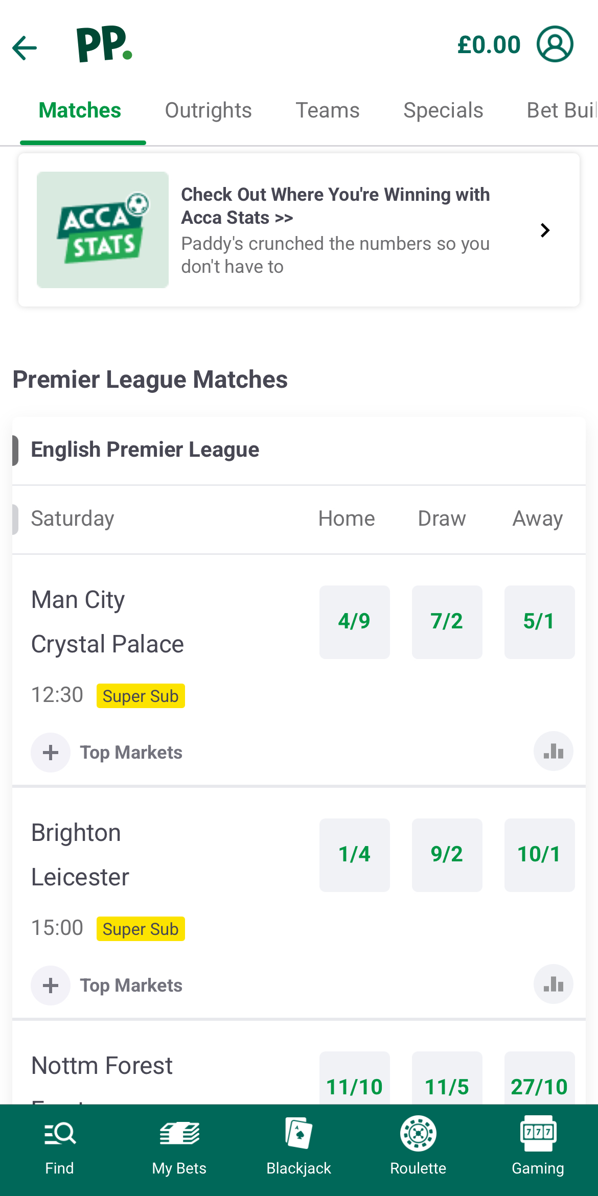 Paddy Power - Sportsbook Example