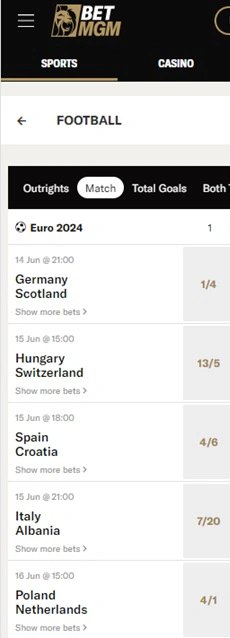 BetMGM Euros