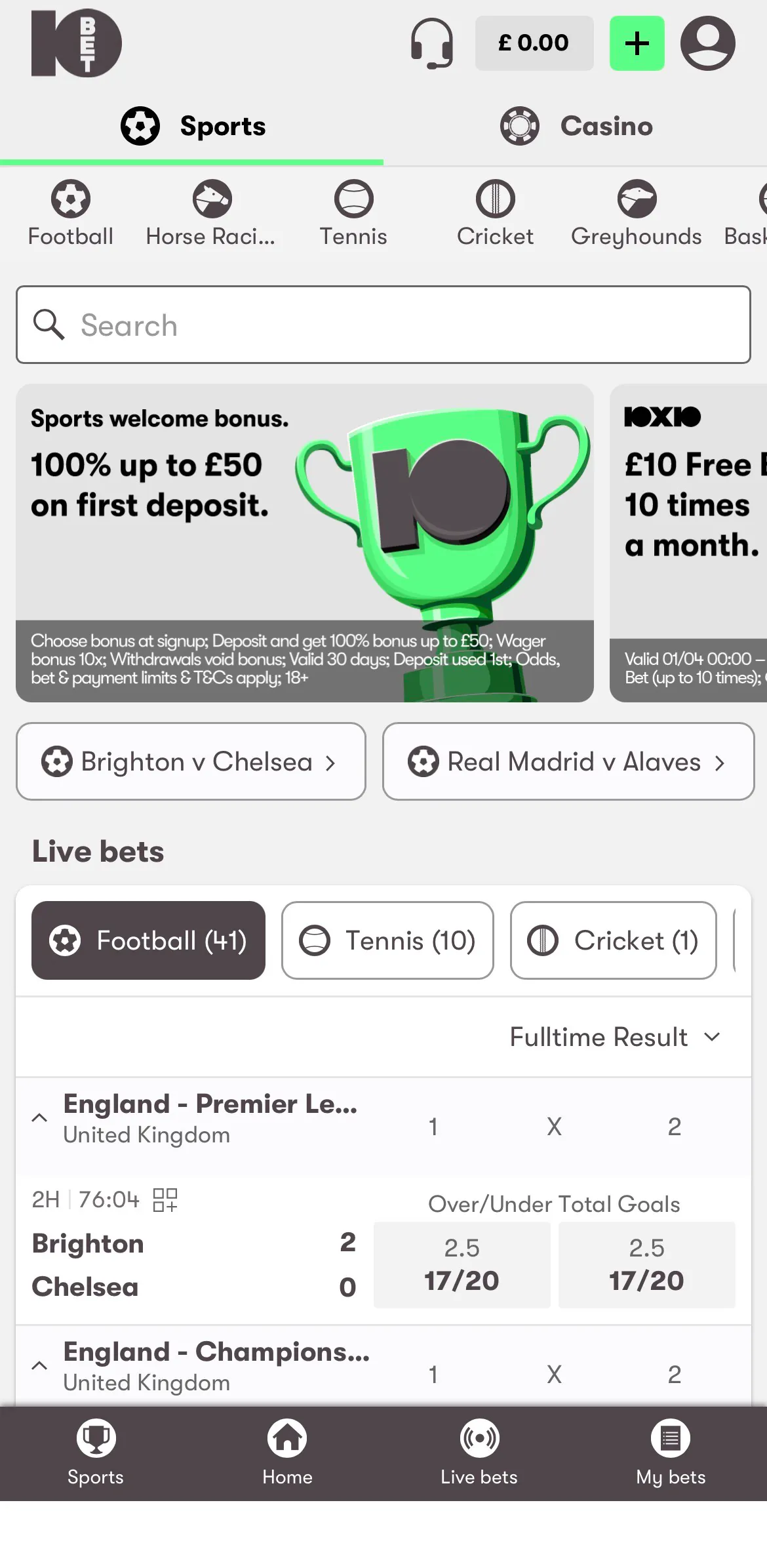 10bet deposit 1