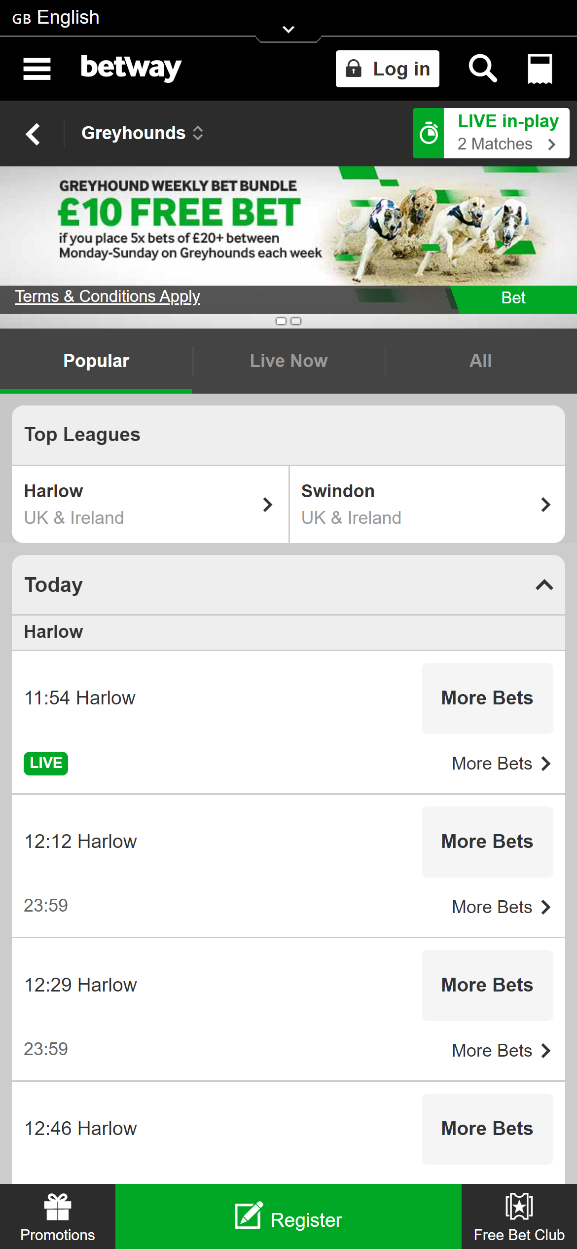Betway greyhound racing 