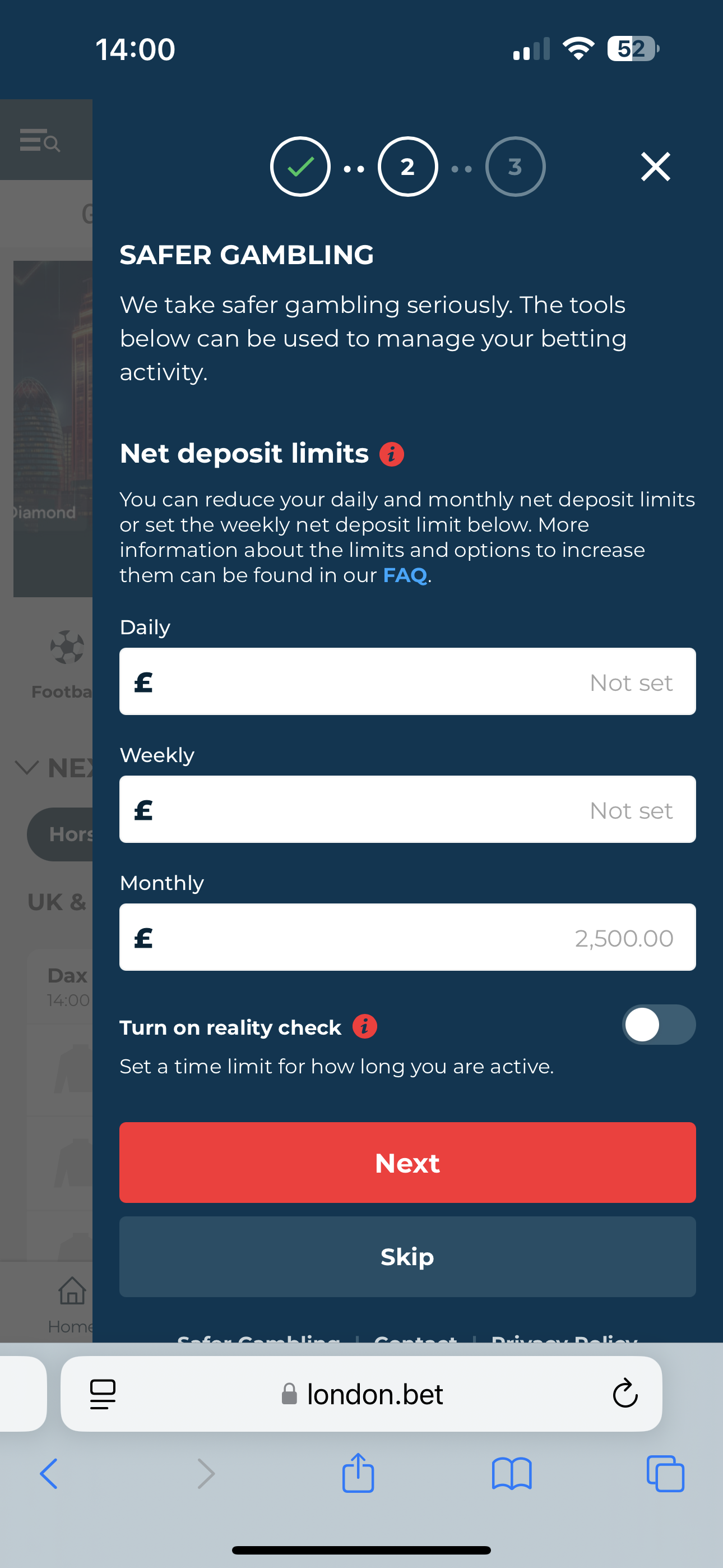 London Bet sign up 3