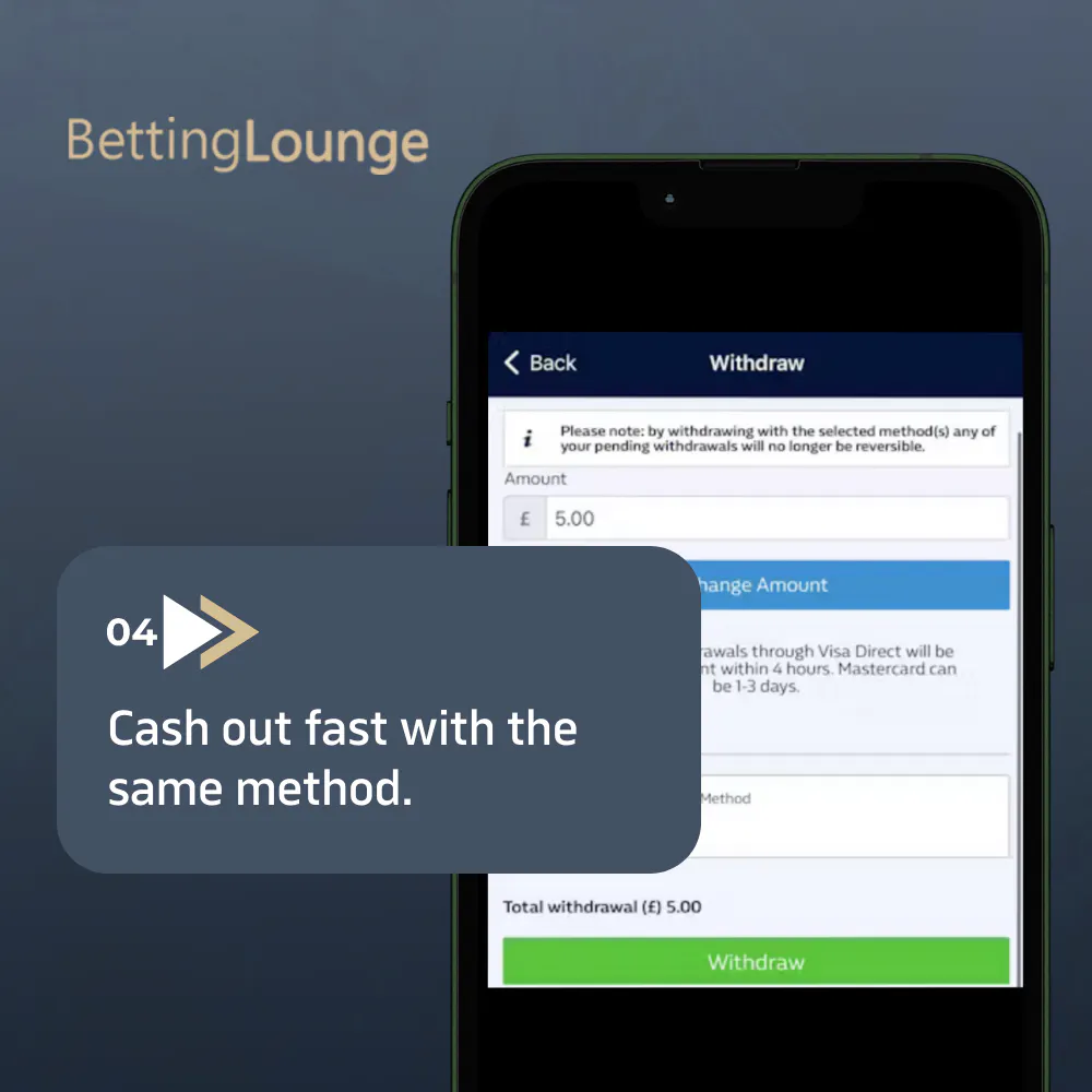 step 4: cash out fast with the same method