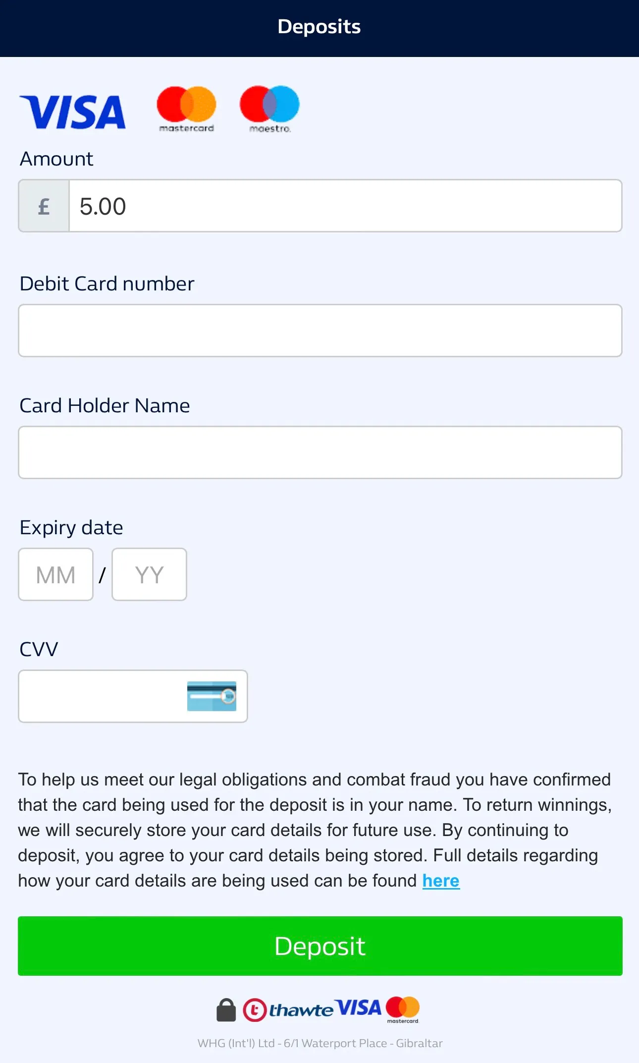 William Hill Deposit 1