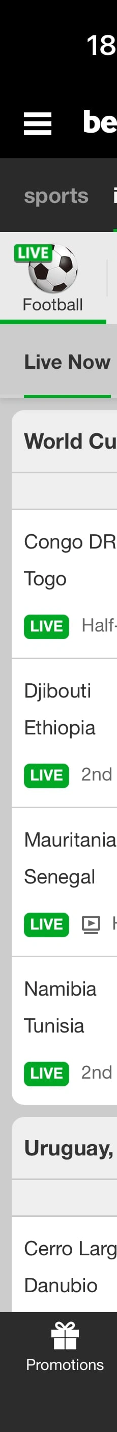 Betway App in-play