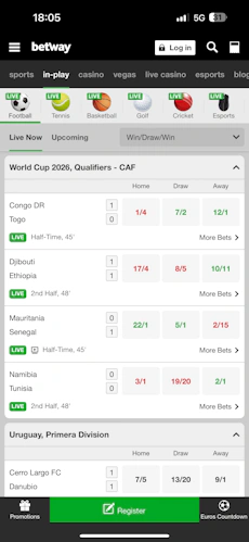 Betway App in-play