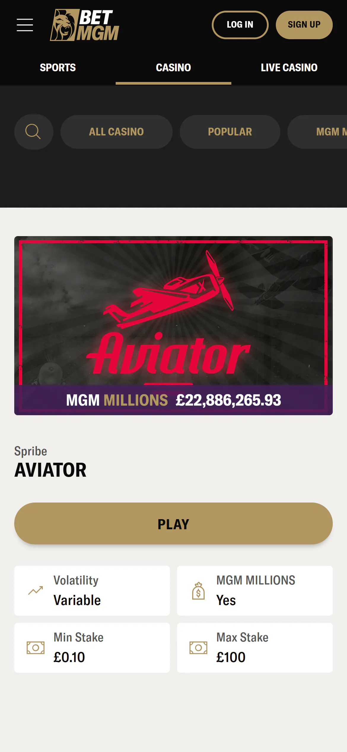 BetMGM Aviator