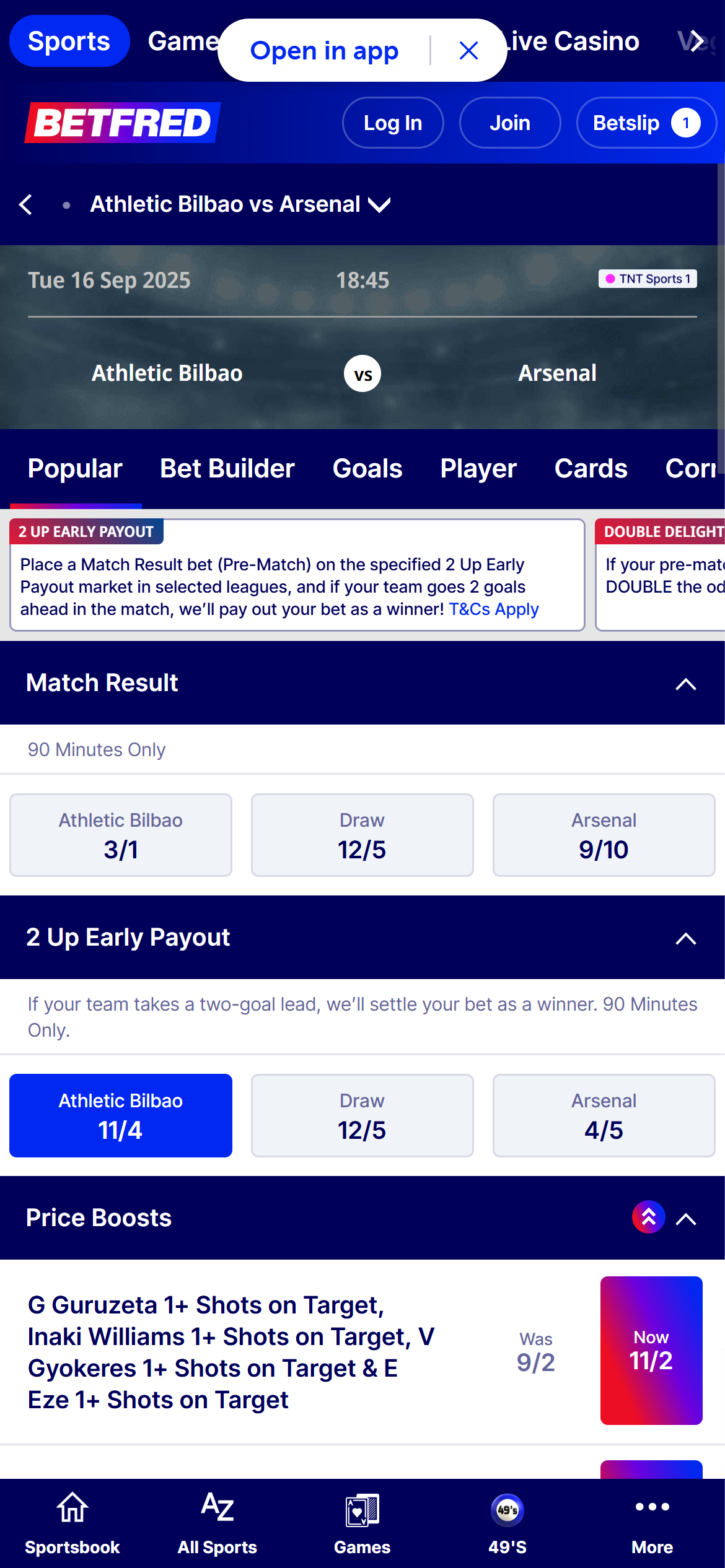 Betfred early payout
