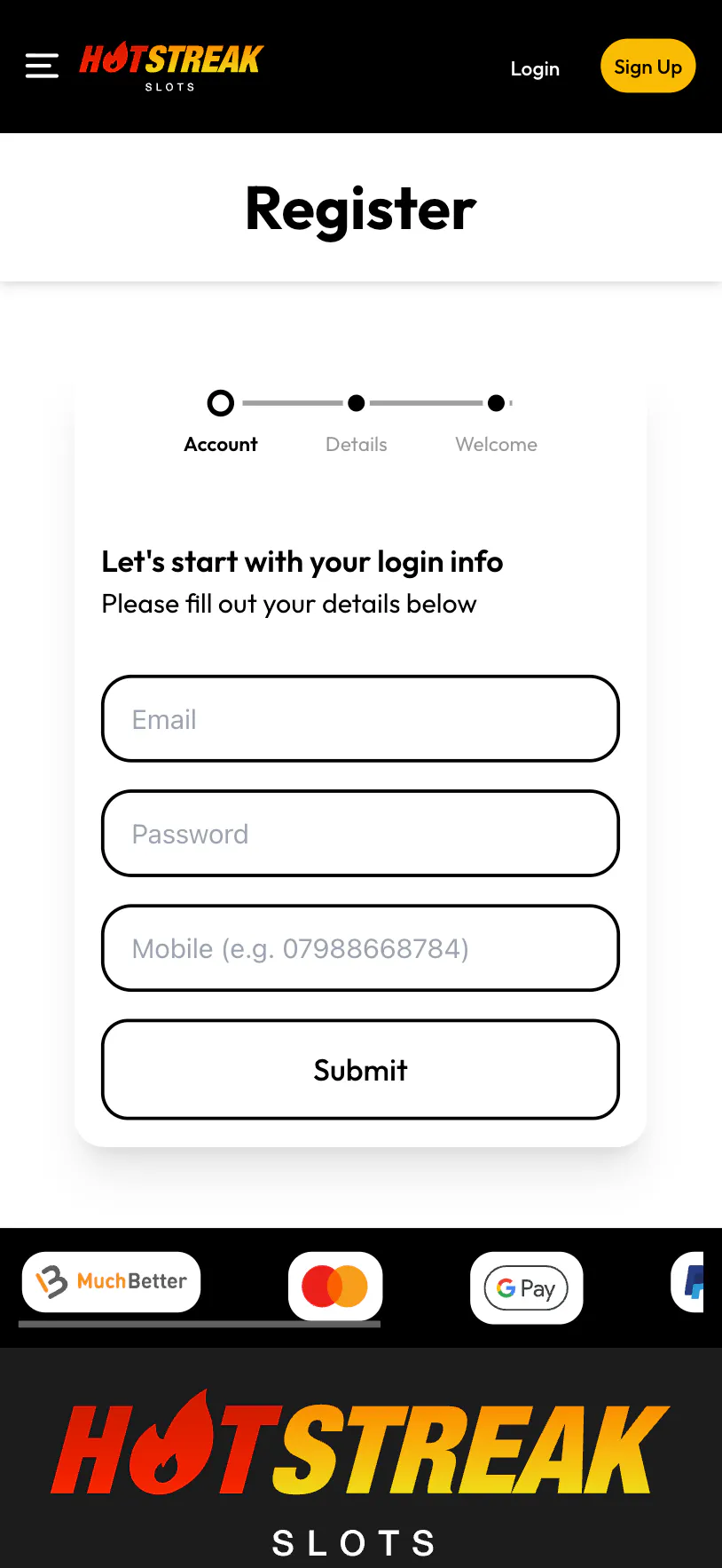 Hotstreak Sign up 2