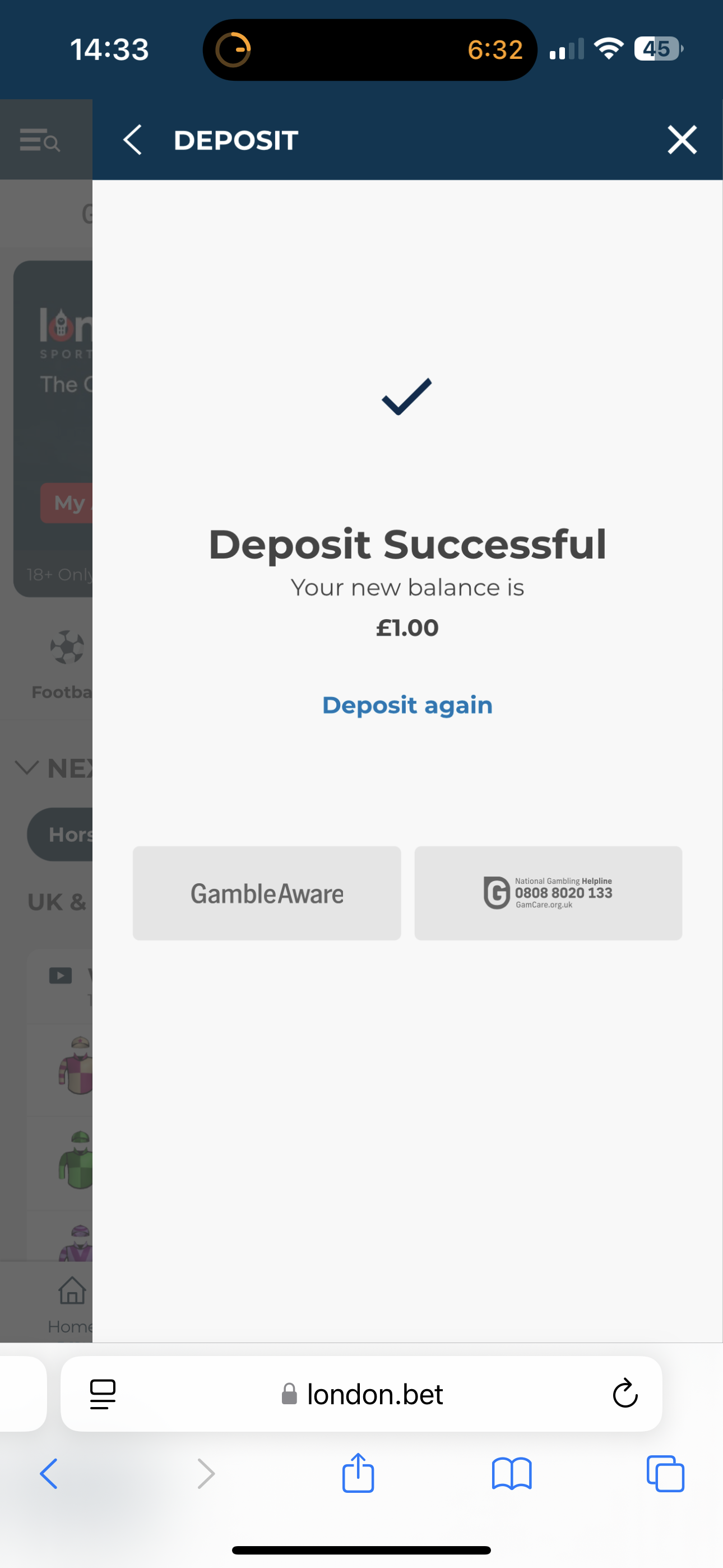 London Bet £1