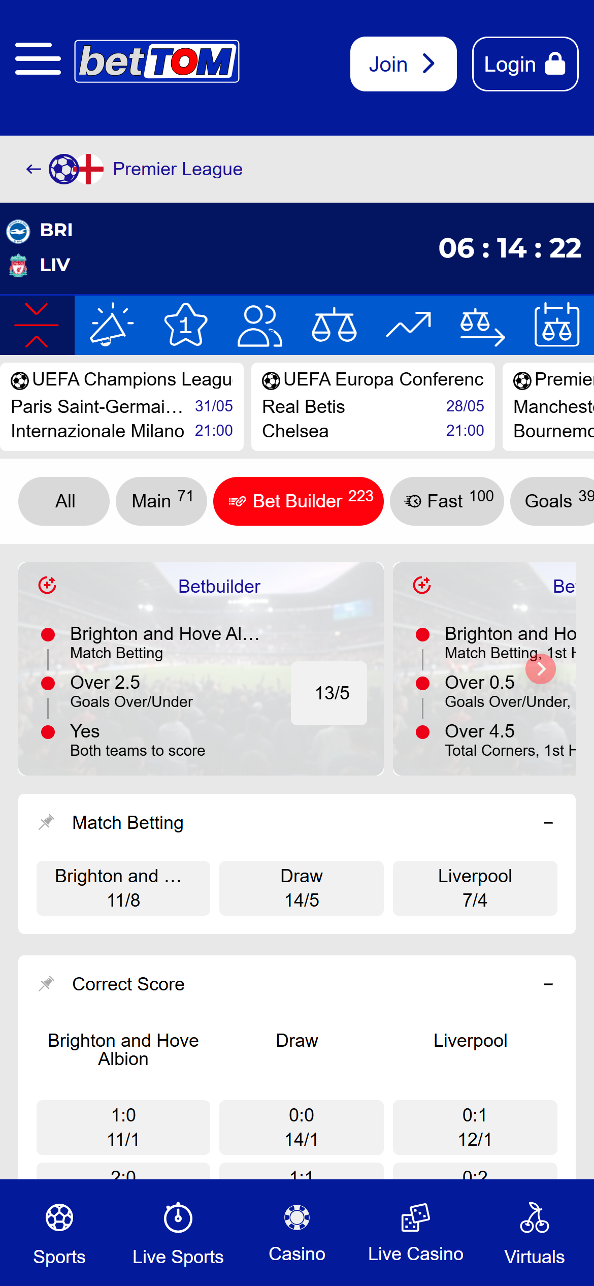BetTom bet builder
