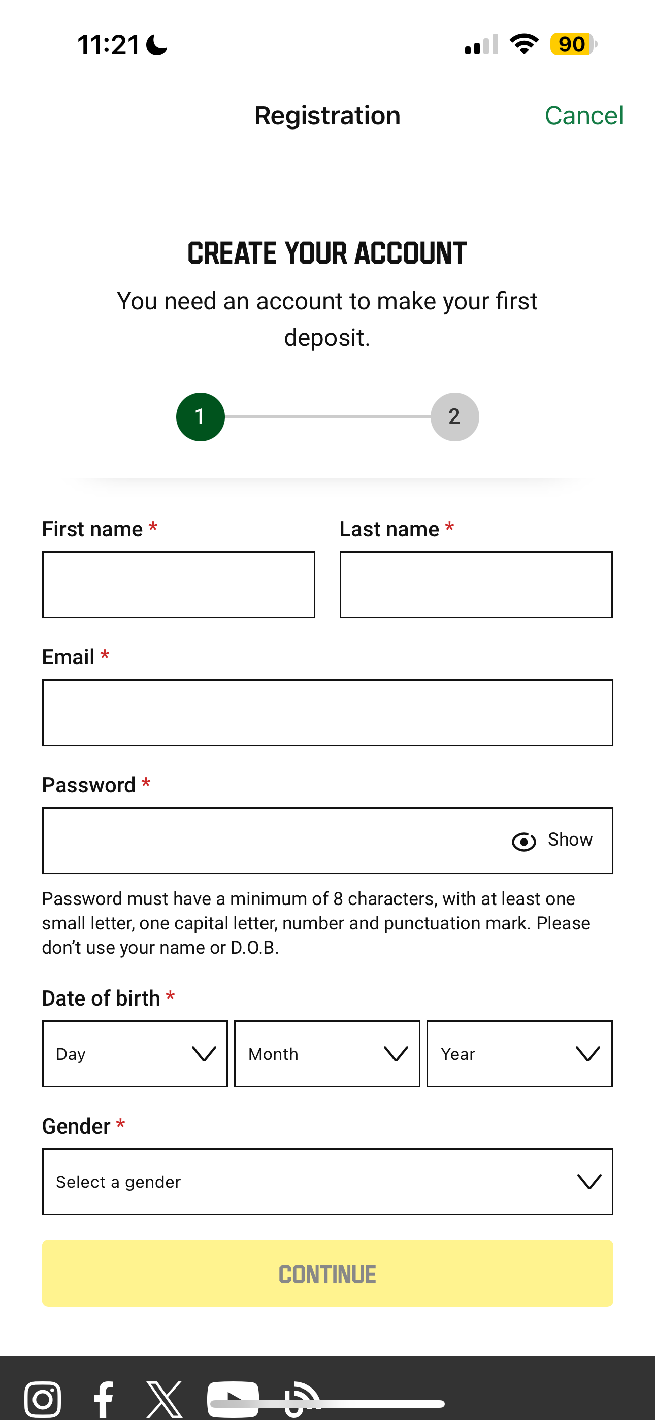 Unibet Signup 2