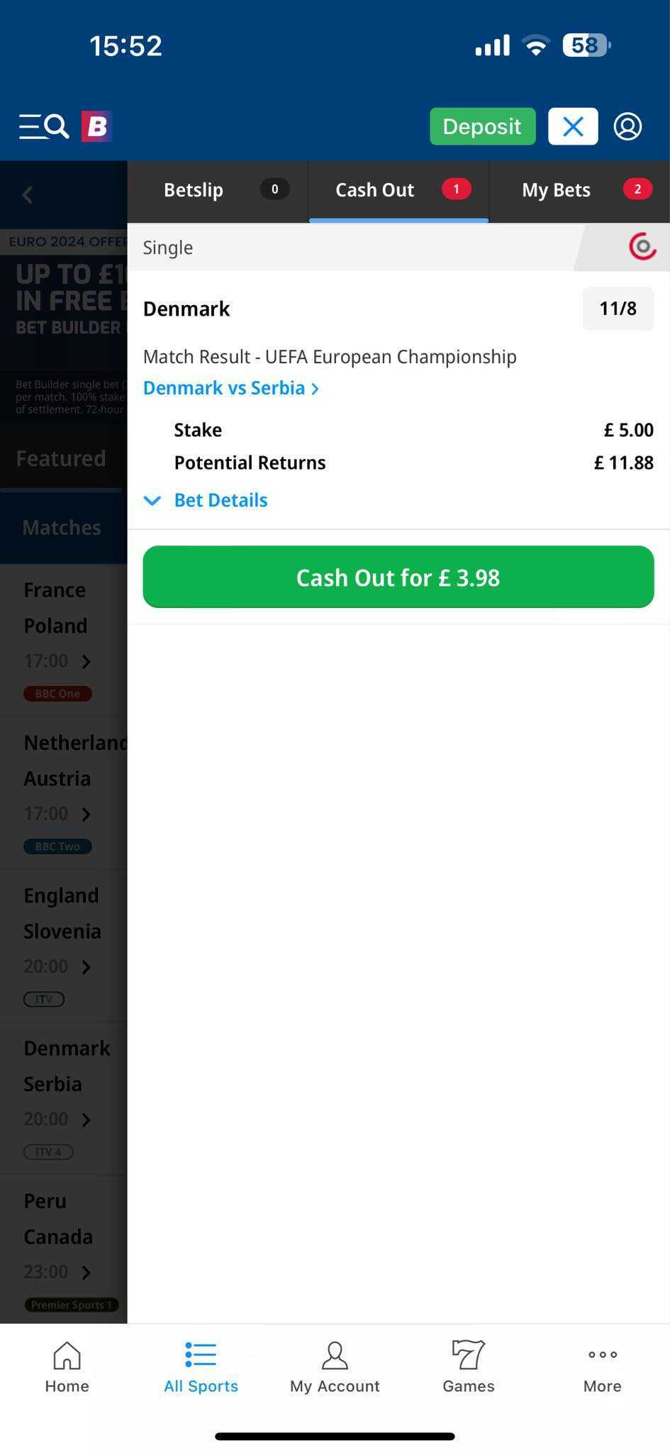 Betfred cash out