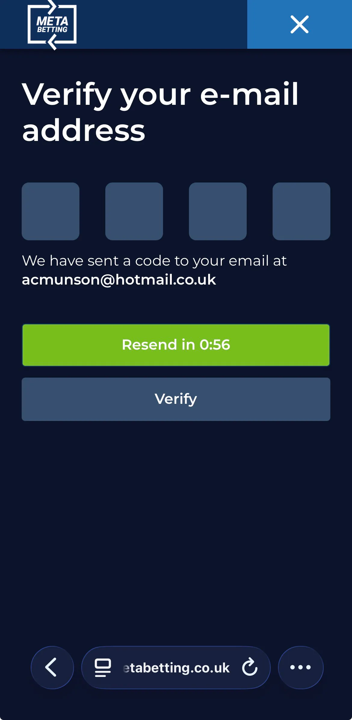 Meta Betting Email Verification