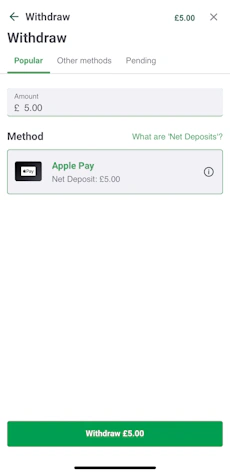Paddy Power App - Withdraw