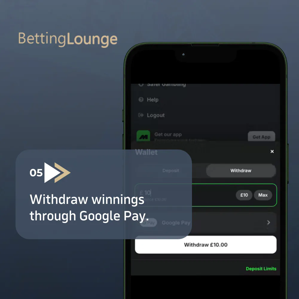 step 5: withdraw winnings through Google Pay