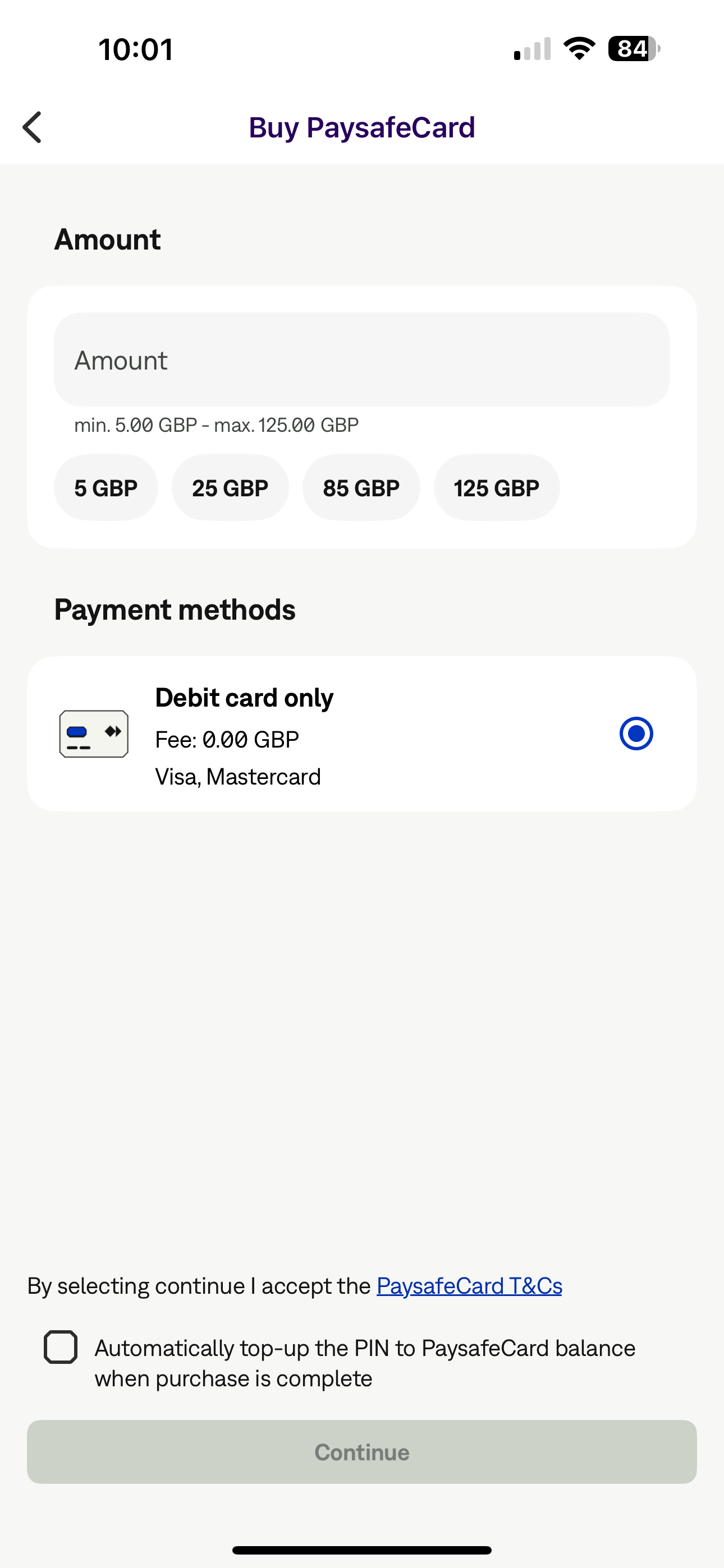 PaySafeCard Deposit