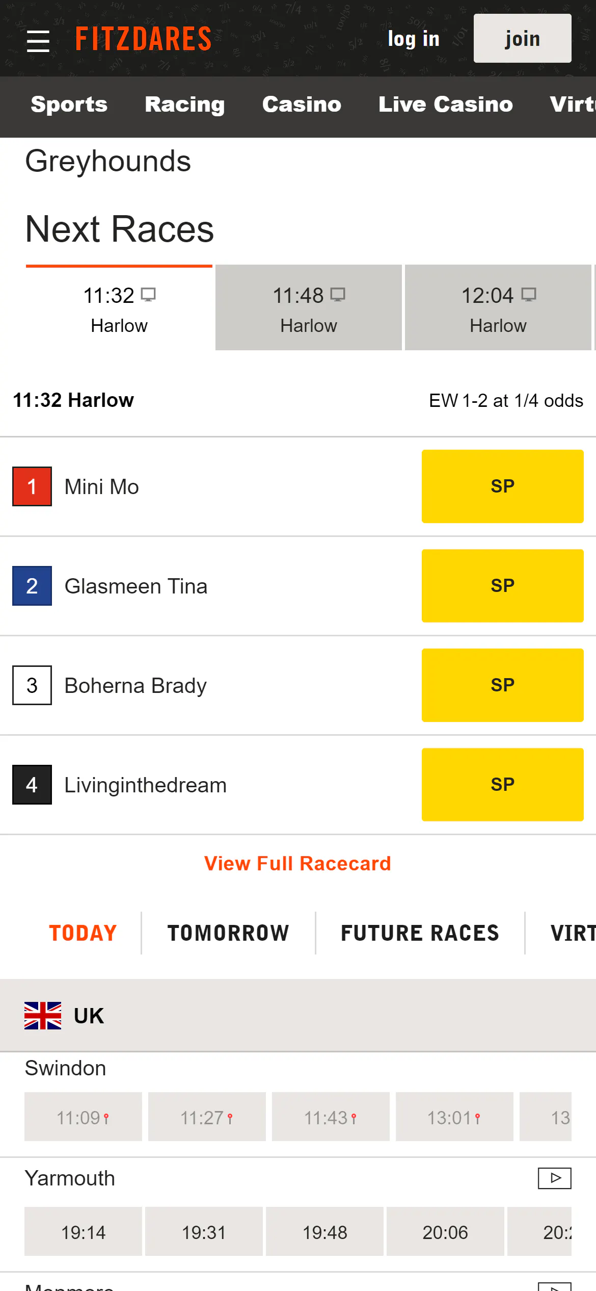 Fitzdares greyhound racing 
