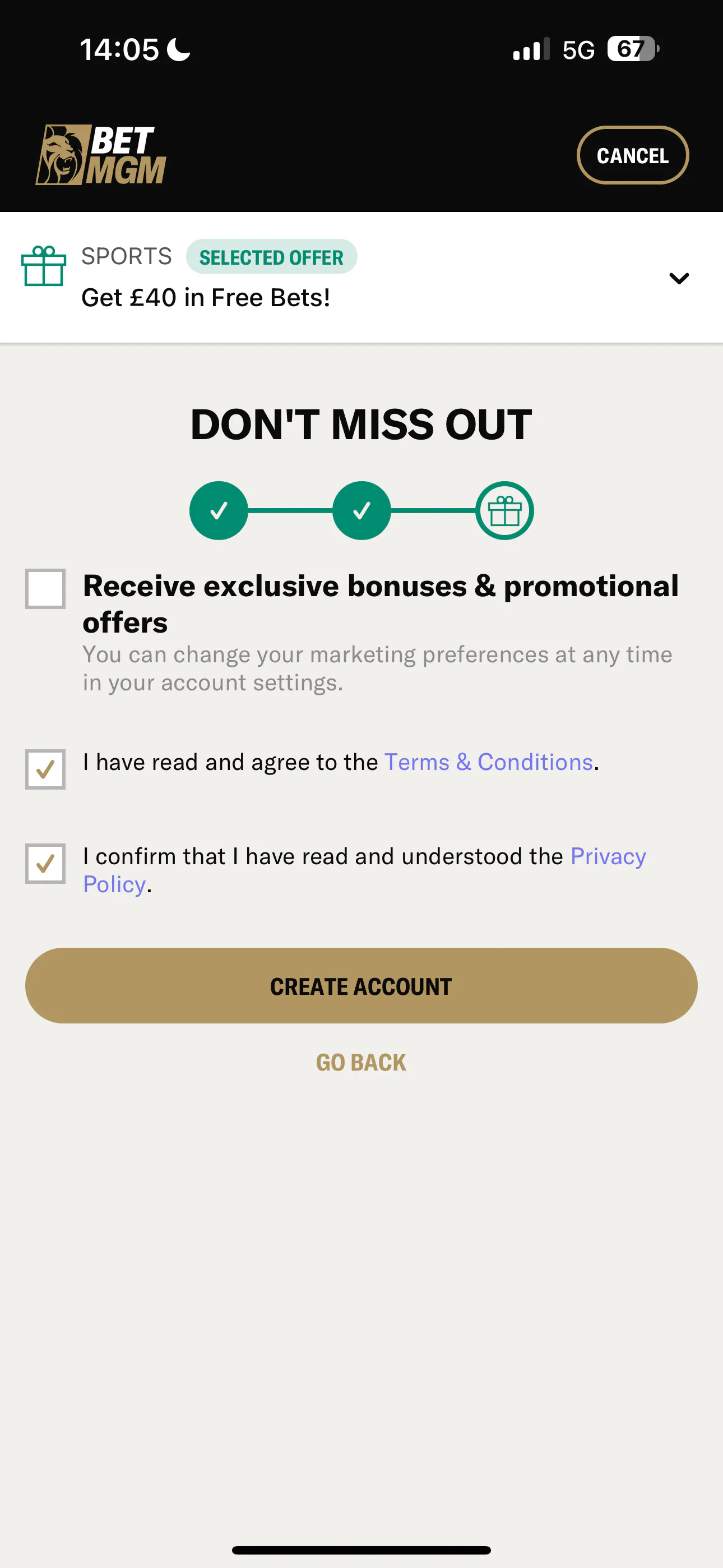 BetMGM registration 4