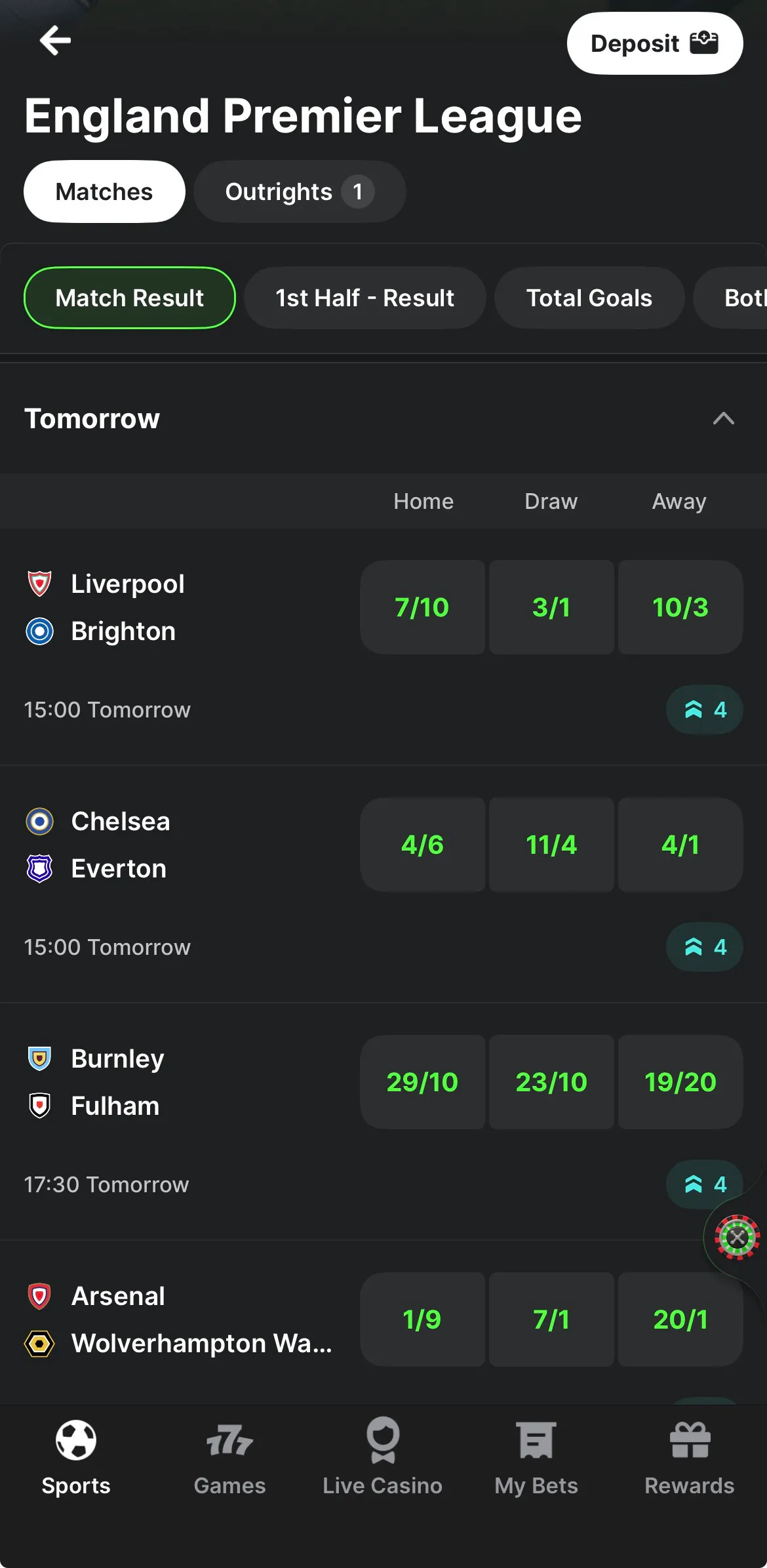 midnite - sports fixture list