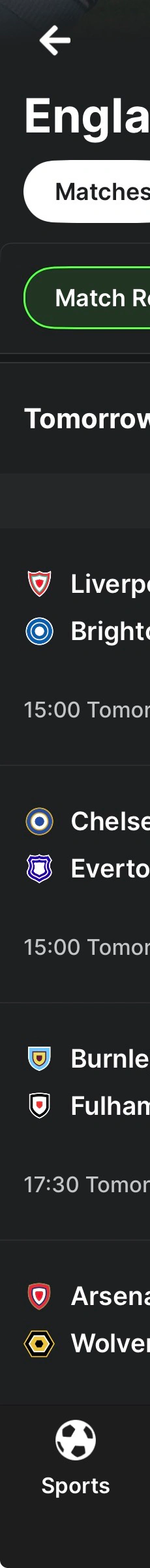 midnite - sports fixture list