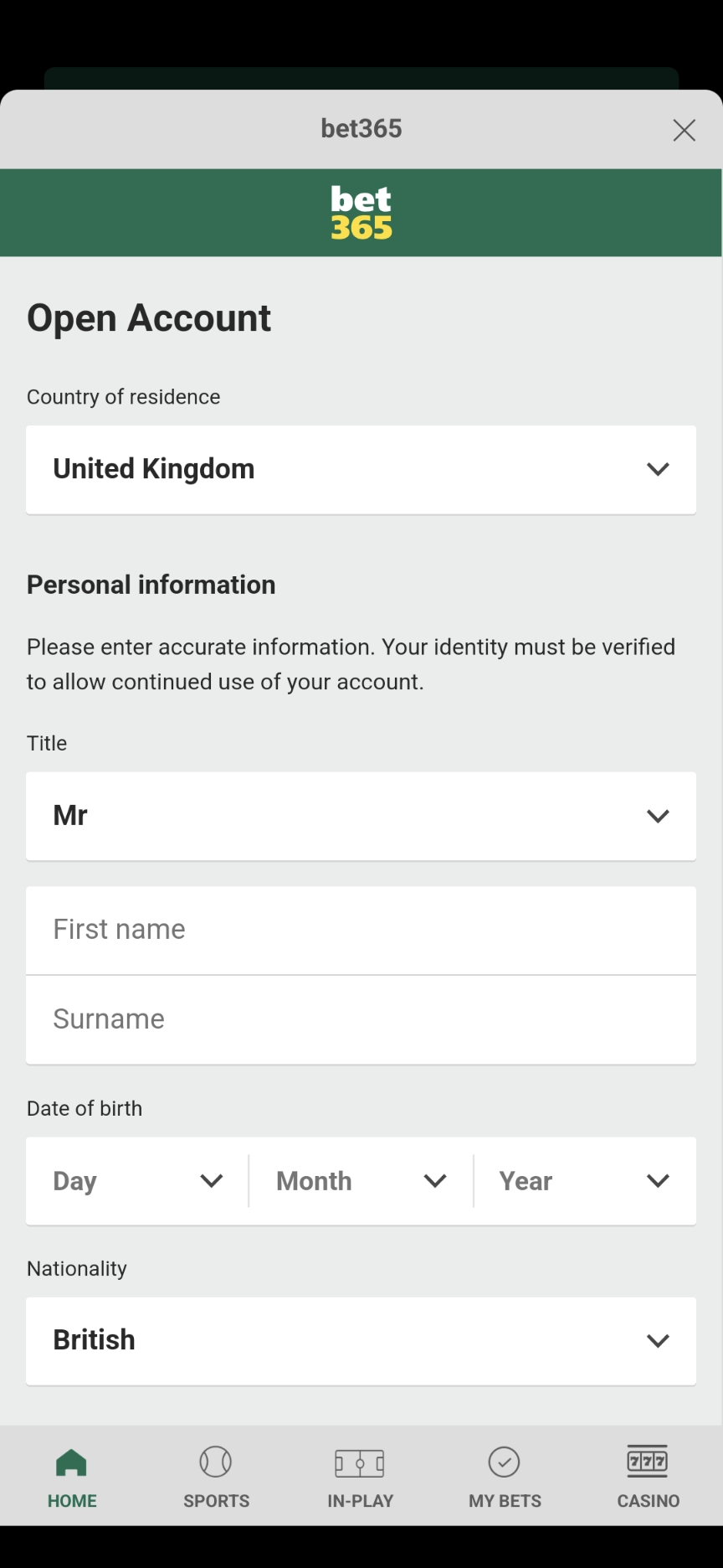bet365 open account